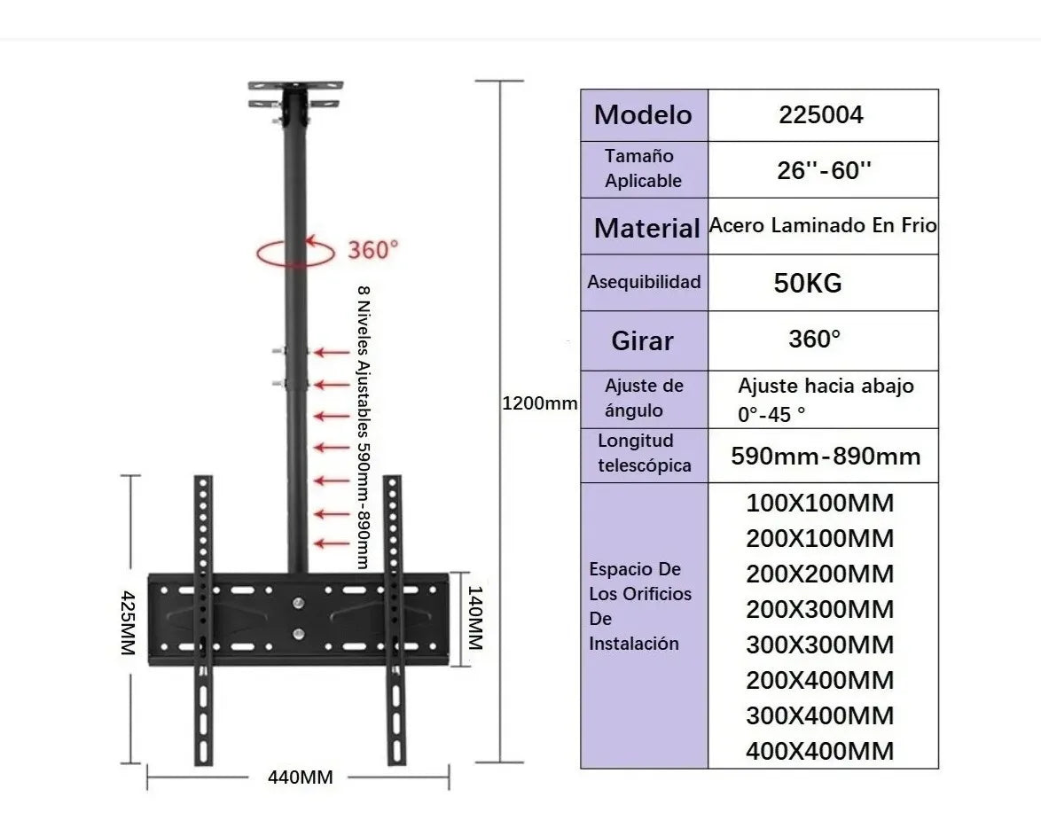 Soporte Techo Ajustable TV
